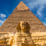 Egyptian sphinx. Cairo. Giza. Egypt. Travel background. Architectural monument. The tombs of the pharaohs. Vacation holidays background wallpaper